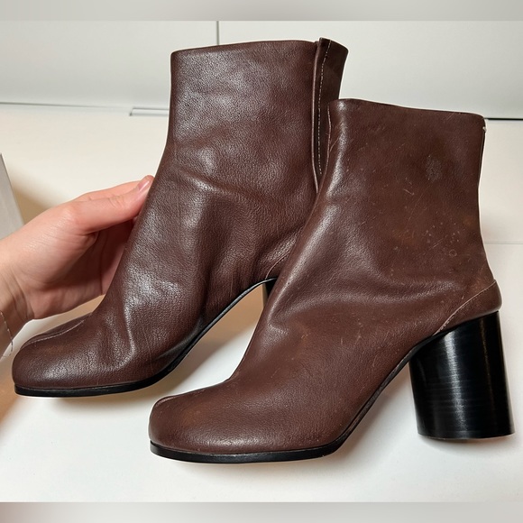 *SOLD* Maison margiela tabi boots in grained brown leather - Picture 4 of 9
